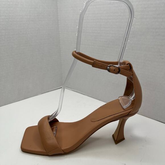 Marc Fisher Tan Leather LTD Derine Ankle Strap Square Toe Heeled Sandals 6.5M - Picture 8 of 14